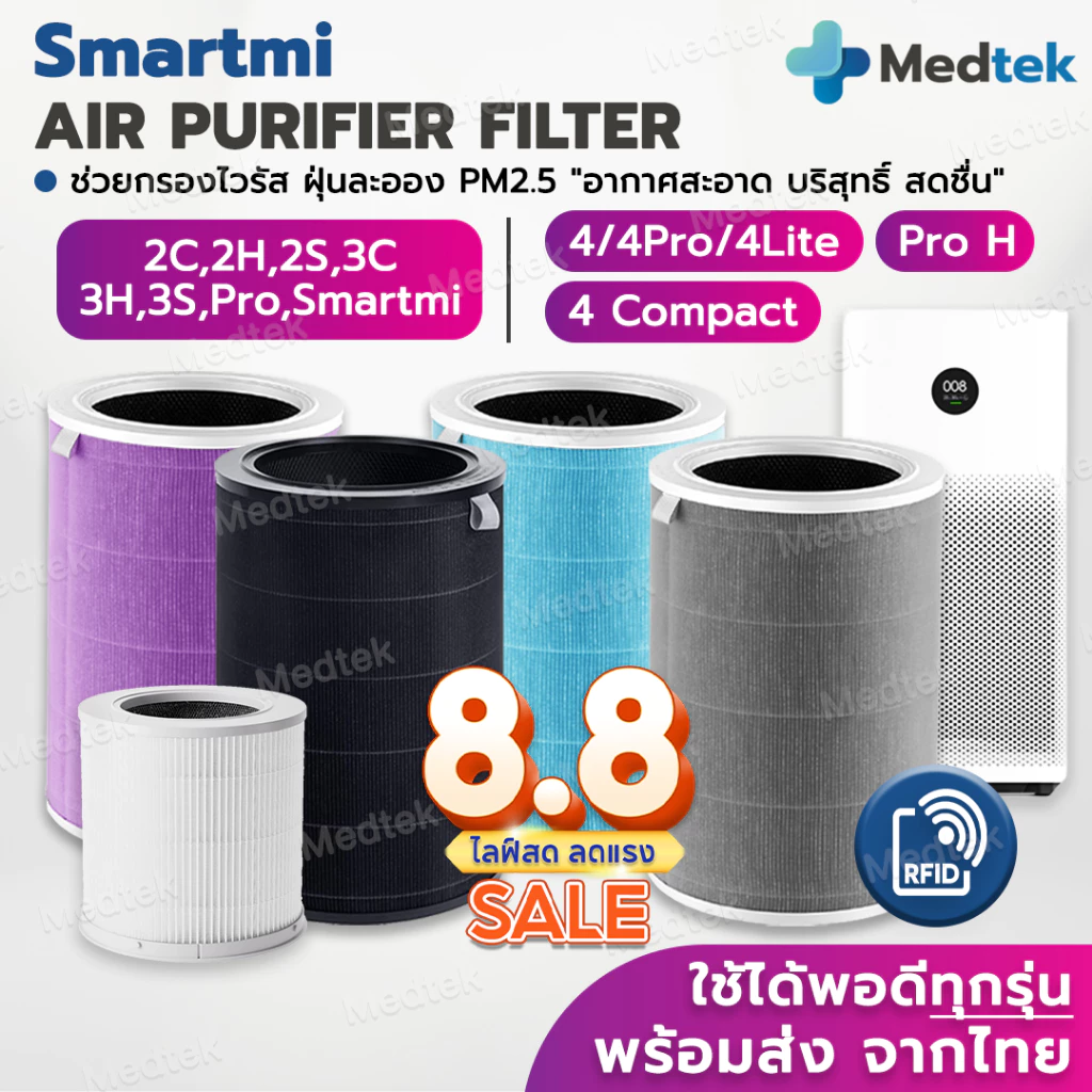 ไส้กรอง RFID ทุกรุ่น✅สำหรับ เครื่องฟอกอากาศ Xiaomi 4 / 4 Lite/ 4 Pro/ Pro H/ 2S/2H/Pro/3H Filter For Xiaomi Air Purifier