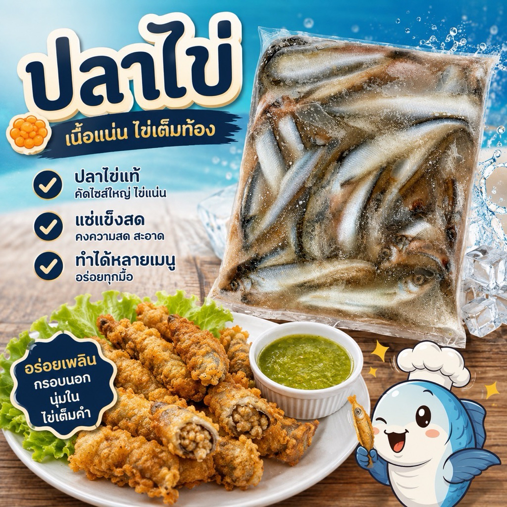 ปลาไข่ชิชาโมะ 1kg. เนื้อแน่น ไข่เต็มท้อง สด สะอาด พร้อมเสิร์ฟทั่วไทย