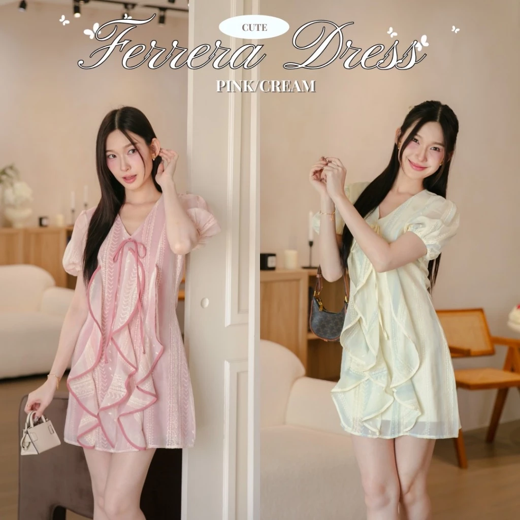 DR0555 LABELLE รุ่น Ferrera Dress เดรส 2 สีน่ารัก