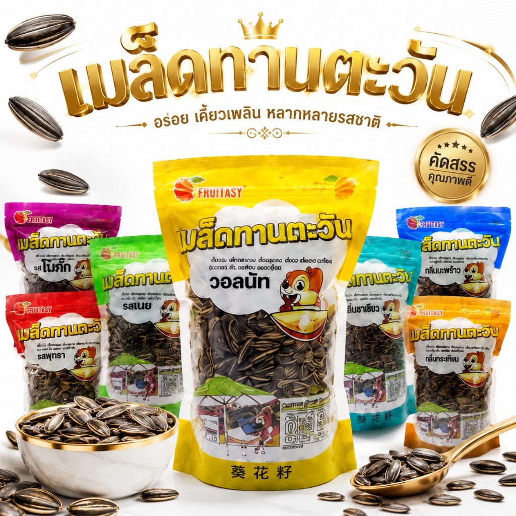 เมล็ดทานตะวัน หอม อร่อย ขนาด 500 กรัม Fruitasy