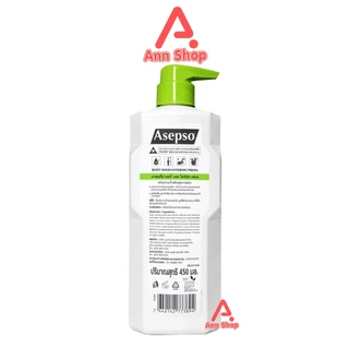 Asepso Body Wash Hygienic Fresh อาเซปโซ ครีมอาบน้ำ สบู่เหลว 450 มล [2 ขวด สีเขียว]