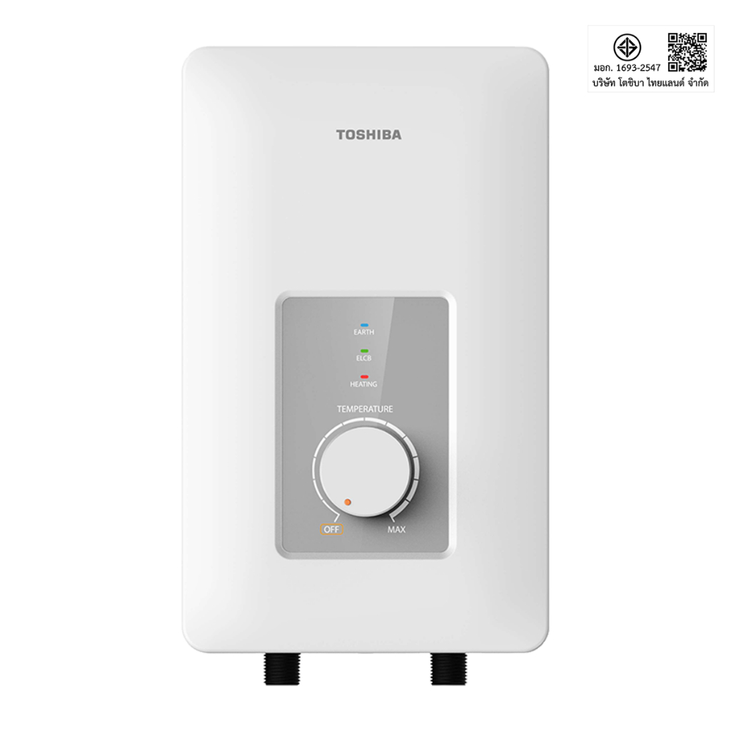 TOSHIBA เครื่องทำน้ำอุ่น รุ่น TWH-38WTH(W) 3800W / TWH-45WTH(W) 4500W ระบบ ELCB ตรวจเช็คสายดินอัตโนมัติ มาตรฐาน IP25