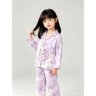 BB317 ชุดนอนเด็กหญิงลายการ์ตูนเจ้าหญิง เซ็ต 2 ชิ้น น่ารักสดใส