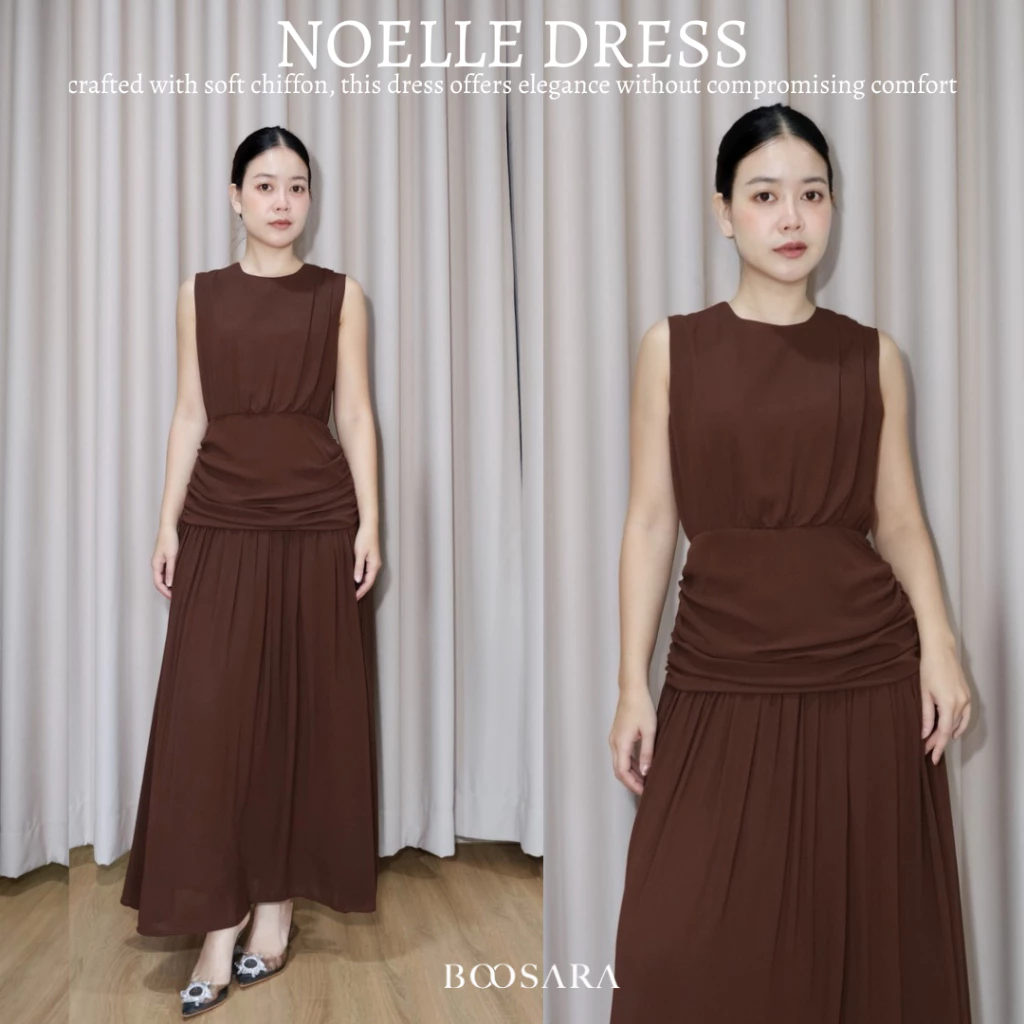 BOOSARA : Noelle Dress (โนแอล) ชุดเดรสยาวมีซับในทั้งตัวใส่ออกงานได้- BSR C.