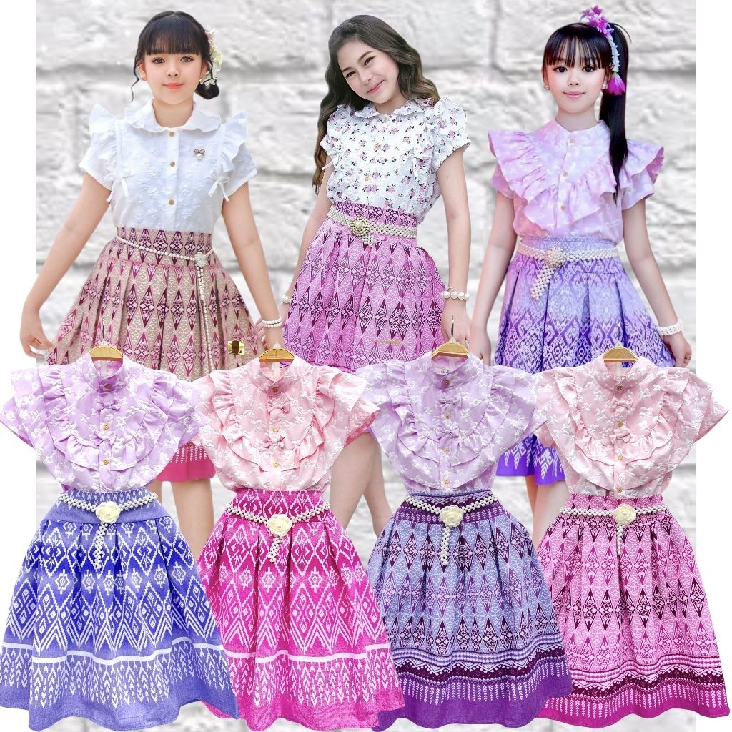 🎀พร้อมส่ง🎀ชุดไทยเด็กผู้หญิงชุดไทยประยุคชุดไทยออกงานเหมาะสำหรับเด็ก6-15ปี