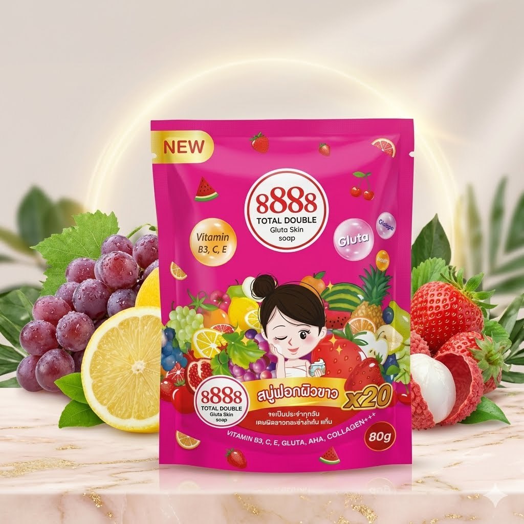 สบู่ 8888TOTALDouble ซองสีชมพู 80 g