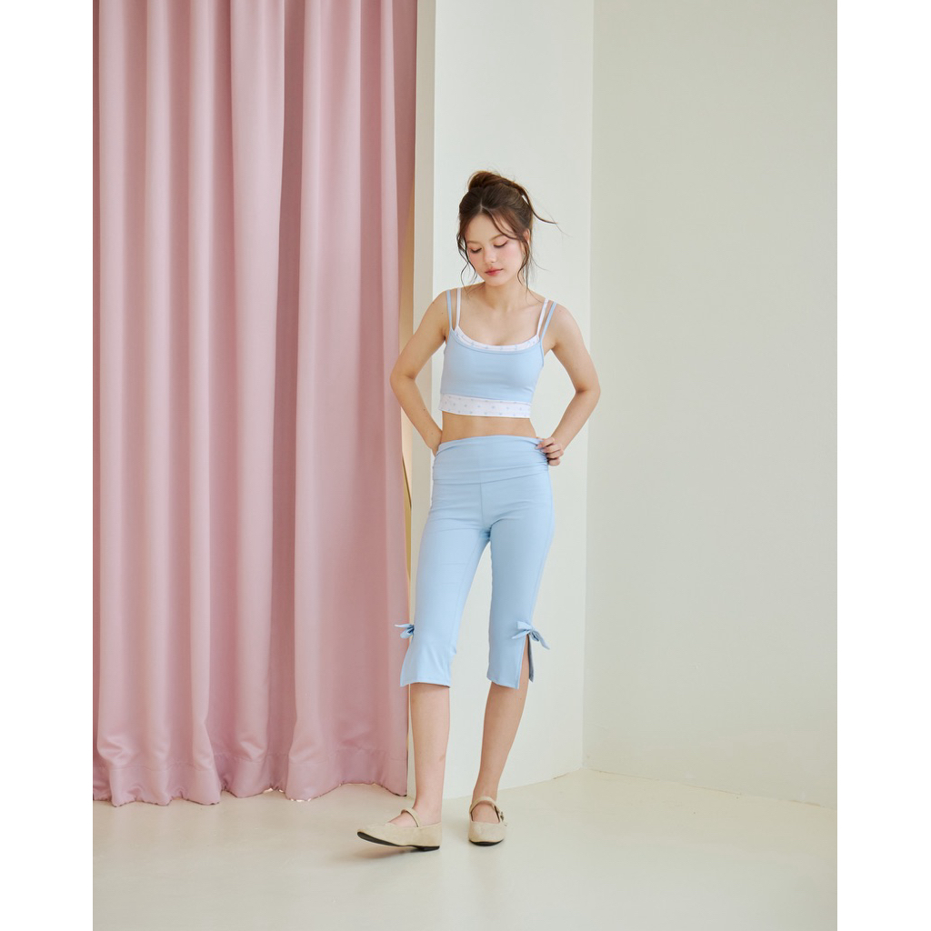 airy set: ชุดเซ็ตสปอร์ตบราพร้อมฟองน้ำในตัว กางเกง capri เก็บพุง