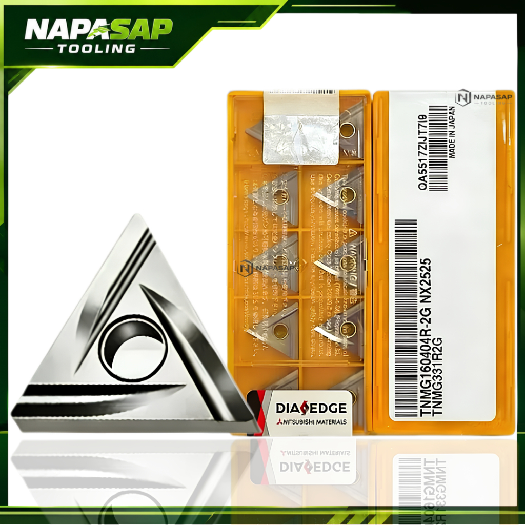 TNMG160404R-2G NX2525 เม็ดมีด T16 2หน้า เม็ดเบา สำหรับงานเหล็ก 10pcs/box มุมR0.2 R0.4 R0.8 **งานเทีย