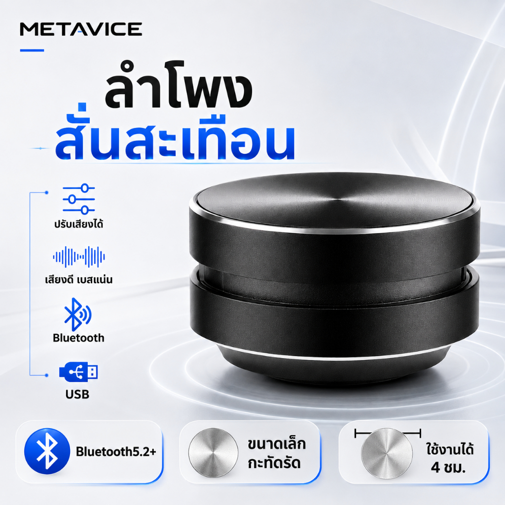 Metavice ลำโพง Bone conduction, ลำโพงบลูทูธไร้สายขนาดเล็ก, เสียงสร้างสรรค์แบบสเตอริโอ ลำโพงการนำกระดูก สีดำ ME057