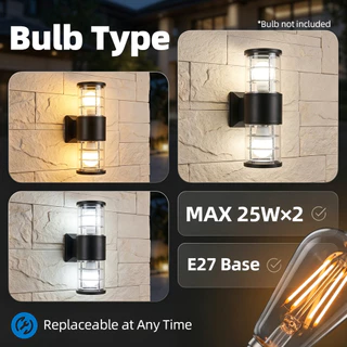 E27 โคมไฟผนัง 3สี หลอดไฟ led ติดผนัง ไฟกิ่งกันน้ำ โคมไฟภายนอก สวน สวนติดผนังกลางแจ้งตกแต่งทางเดิน