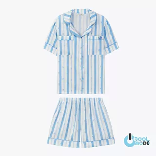 MUSLIN Ribbon Stripes - Silk Satin Pajamas [Basic collection]