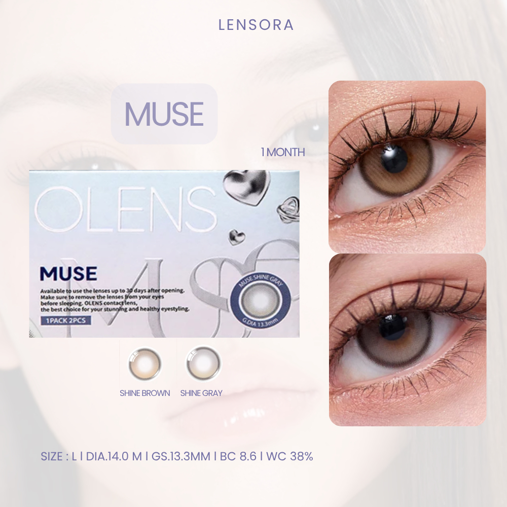Olens รุ่น Muse สี Shine Brown , Shine Gray (คอนแทคเลนส์รายเดือน) คอนแทคเลนส์เกาหลี