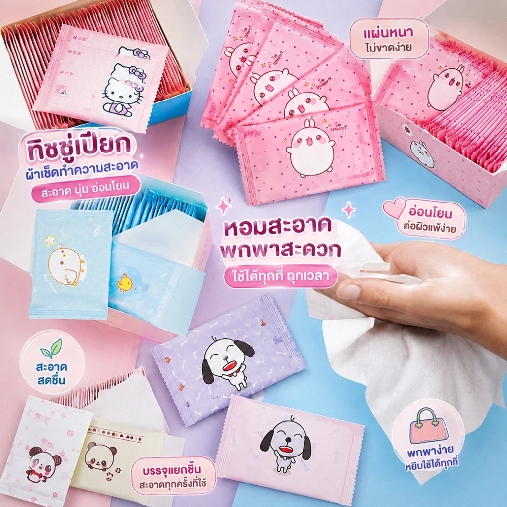 ทิชชู่เปียก ทิชชูเปียก ของแถมลูกค้า ทิชชูเปียกแบบซอง✅ พร้อมส่ง ทิชชู่ ทำความสะอาด