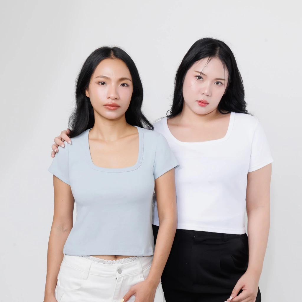 V02- เสื้อคอเหลี่ยม ผ้าcotton ญี่ปุ่น