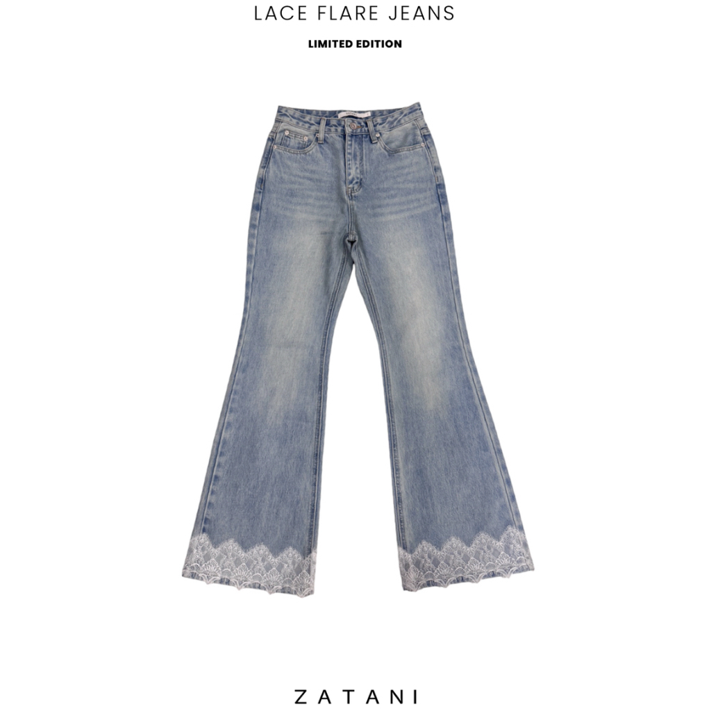 ZTN1249 Lace Flared Jeans