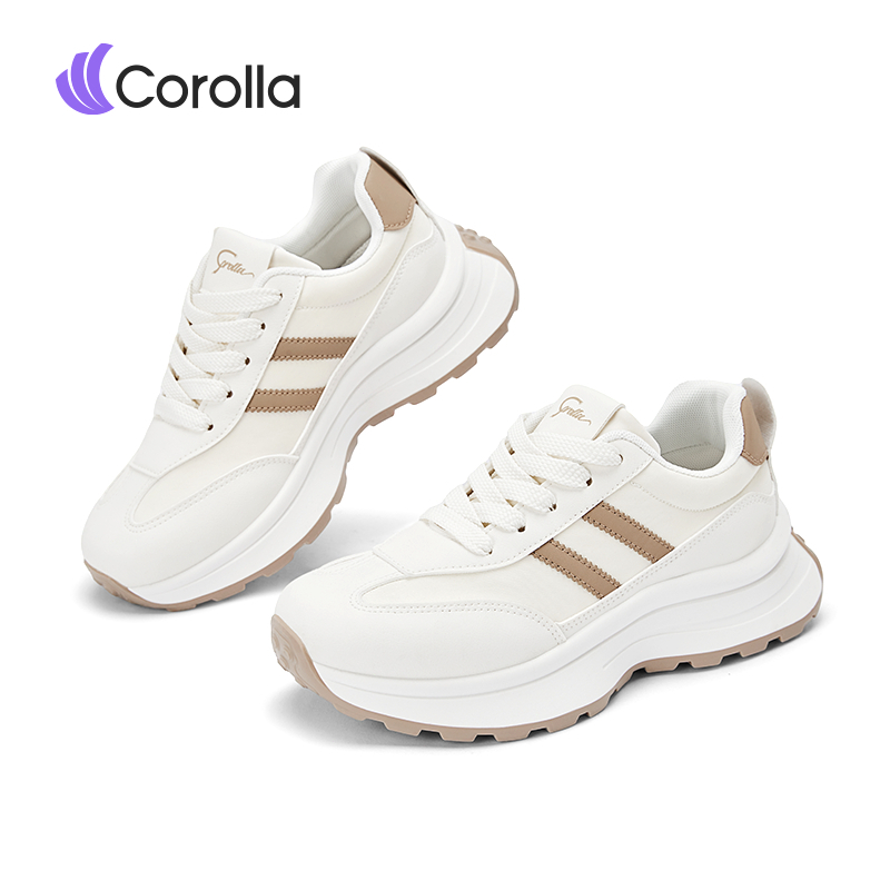 Corolla Aura shoes รองเท้าผ้าใบผู้หญิง ใส่ออกกำลังกายได้ วัสดุหนังพียู หนังนิ่มใส่สบาย ทรงเสริมส้น แนะนำเผื่อ 1 ไซส์