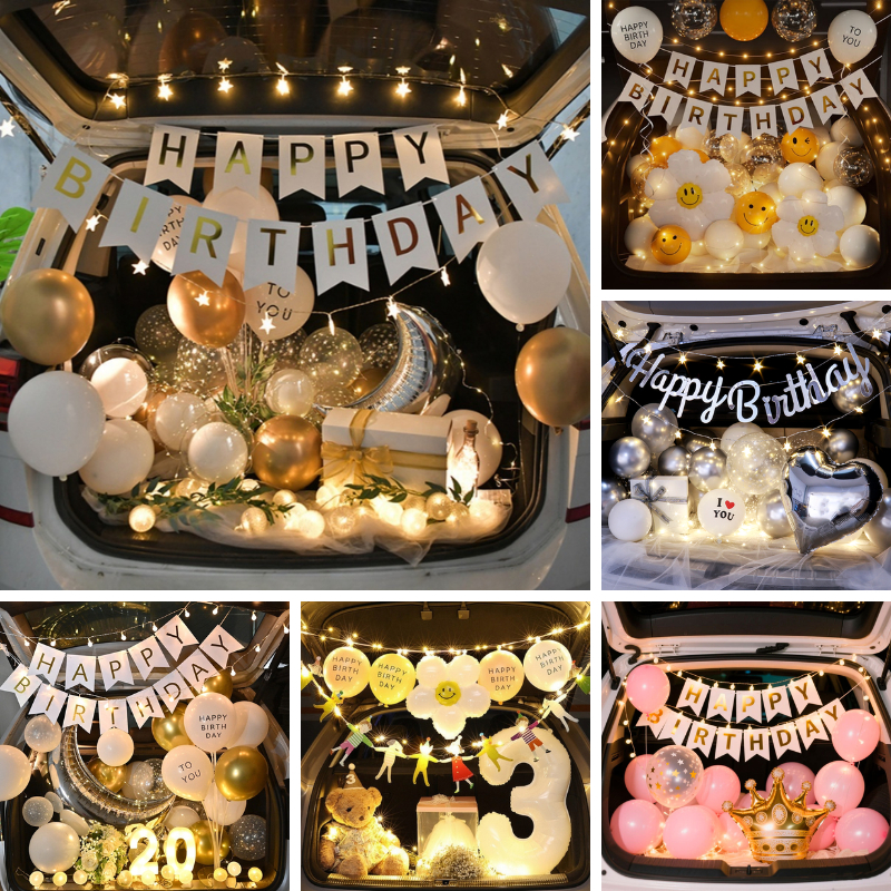 ส์คนรัก ลูกโป่งเซอร์ไพร์สท้ายรถ ชุดลูกโป่ง วันเกิด HAPPY BIRTHDAY ลูกโป่งชุด ลูกโป่งเซต เซอร์ไพรส์วันเกิด set