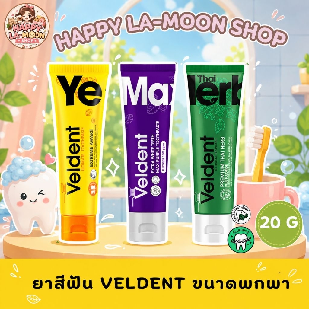 ยาสีฟันเวลเด้นท์ Veldent ขนาดพกพา 20 กรัม