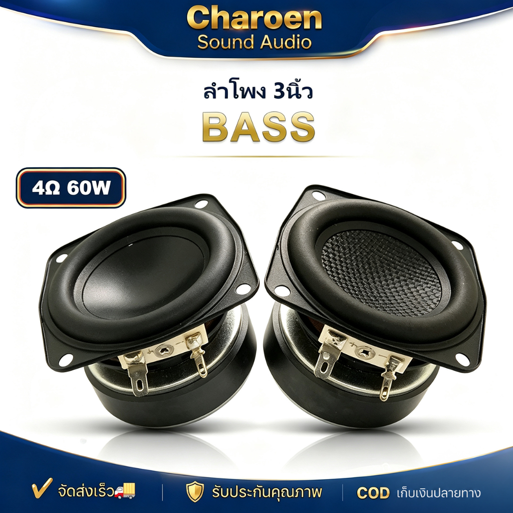 ดอกซับ 3 นิ้ว 4Ω 60W SU ลำโพงซับวูฟเฟอร์ 3 นิ้ว เบส ลำโพงเสียงกลาง 3 นิ้ว bass speaker