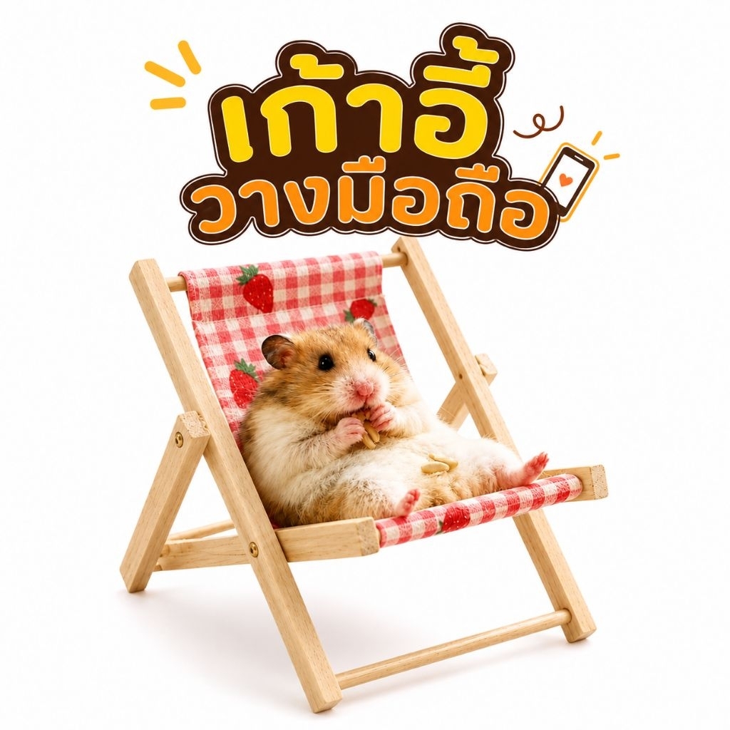 [ส่งไวจากนนท์] ที่วางมือถือ เก้าอี้วางมือถือ วางโมเดล ตุ๊กตา Wooden and Canvas Chair Phone Stand