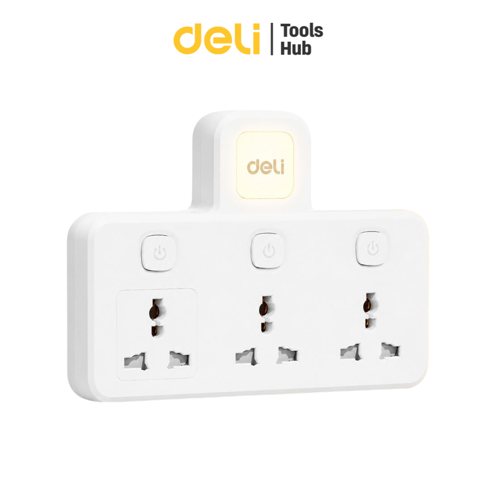 Deli ปลั๊กไฟ ปลั๊กพ่วง ปลั๊กอเนกประสงค์ ปลั๊กมีUSB ทนร้อน ปลอดภัยต่อเด็ก Universal Adapter