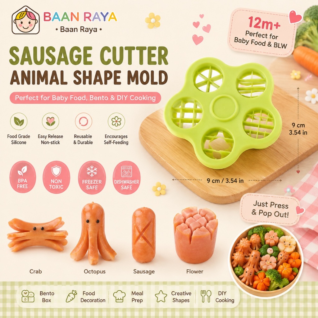 🌭 แม่พิมพ์กดไส้กรอก ที่ตัดไส้กรอก เบนโตะเด็ก ตกแต่งอาหาร DIY Sausage Cutter Bento Mold Baan Raya