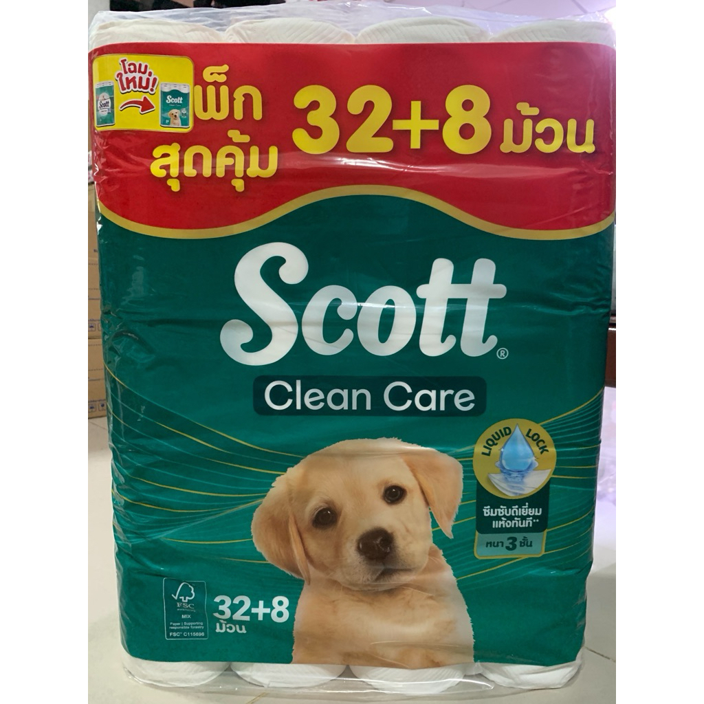 กระดาษชำระ กระดาษทิชชู่ สก๊อตต์ คลีนแคร์หนา3ชั้น แพ๊คสุดคุ้ม 32+8ม้วน