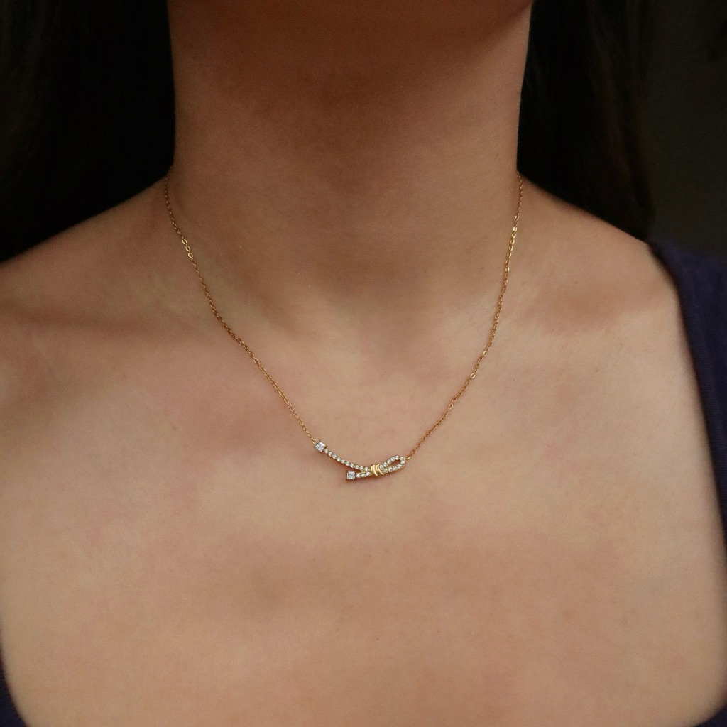 TIARA Lavini Gem Necklace (18k plated - Stainless Steel) สร้อยสแตนเลสชุบทอง 18k โดนน้ำได้ ไม่ลอกไม่ดำ ผิวแพ้ง่ายใส่ได้