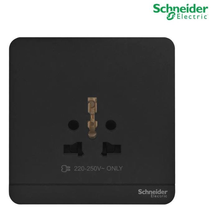 Schneider เต้ารับยูนิเวอร์แซล สีดำ 16A 250V 1G inter Socket Black | AvatarOn E_E83426TS_DG