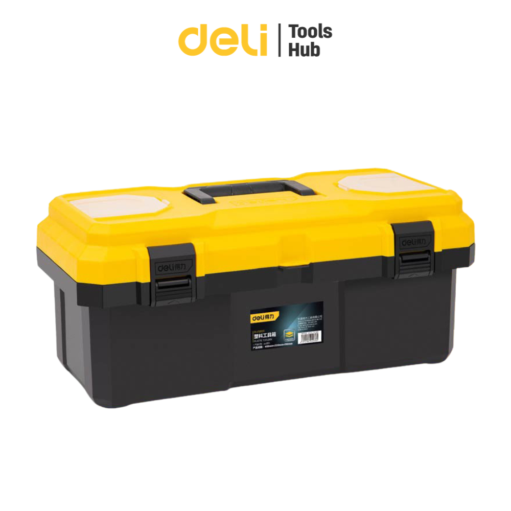 Deli กล่องเก็บเครื่องมือ กล่องอเนกประสงค์ กล่องเครื่องมือช่าง แบบพกพา พร้อมหูหิ้ว 20L tool box