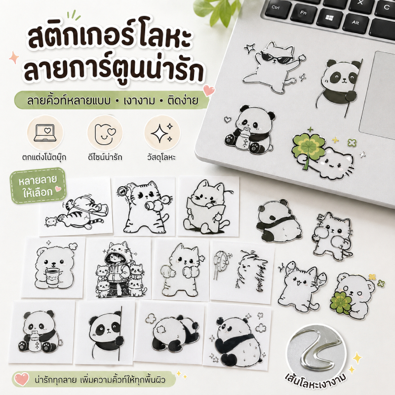 สติกเกอร์การ์ตูน สติกเกอร์ 3D สติกเกอร์โลหะ สติกเกอร์น่ารัก ลายการ์ตูน กันน้ำ สร้างสรรค์ สำหรับตกแต่งโทรศัพท์ แท็บเล็ต