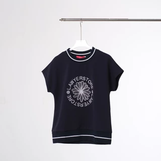 Lawyer Store [923977] เสื้อยืดคอกลม แขนเลย จั๊มชาย ปักดอกไม้ LAWYER STORE ใส่ชิลๆ สบายๆ เสื้อยืด เสื้อผู้หญิง ดูโดดเด่น