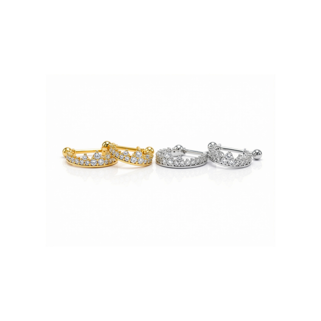 Piercingroom by Jay Trinity Crown CZ Conch Bar Hoop ห่วง conch เงินแท้ (ราคาต่อชิ้น)