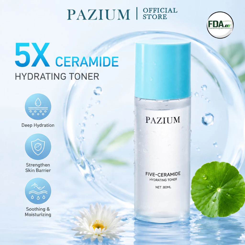 PAZIUM โทนเนอร์ โทนเนอร์เซรามายด์ 5 ชนิด Toner ซ่อมเกราะผิว ชุ่มชื้นลึกซึ้ง คลายผิวแดง บางเบา 80ML
