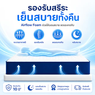 Melloa ที่นอนพ็อกเก็ตสปริง หนา8นิ้ว สัมผัสเย็น ไส้เมมโมรี่โฟม นุ่มสบาย ไม่อับ เหมาะกับอากาศเมืองไทย พร้อมส่ง