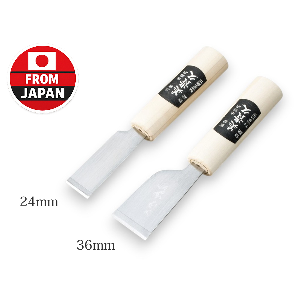 【From Japan】Mikihisa Leather Cutting Knife Flat Blade 24mm / 36mm – Aogami Blue Paper Steel No.2 Mad
