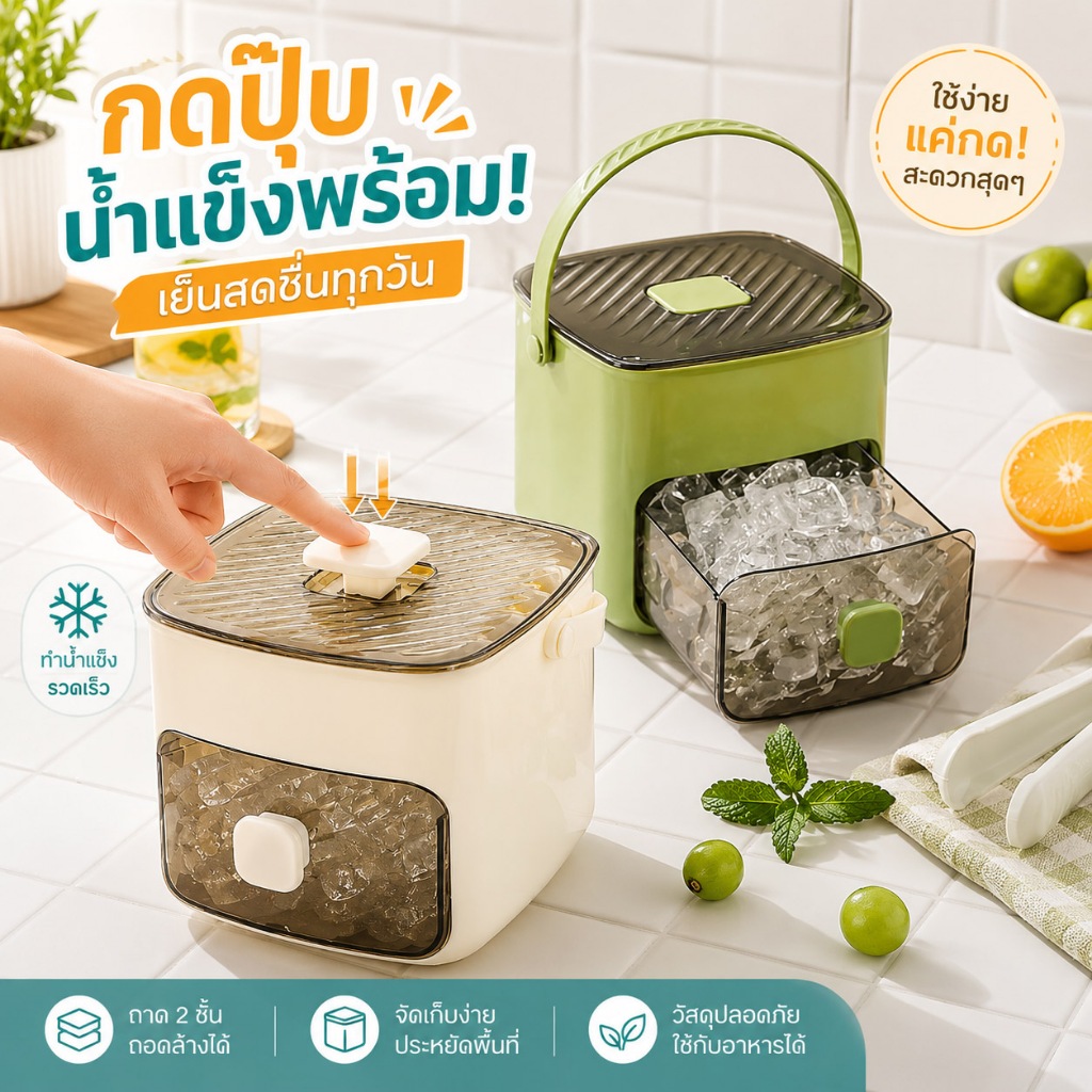 Ecoco กล่องน้ำแข็ง บล็อกน้ำแข็ง ที่ทำนํ้าแข็ง แม่พิมพ์ สามารถทำน้ำแข็งจำนวนหลายก้อนในเวลาเดียวกัน มี