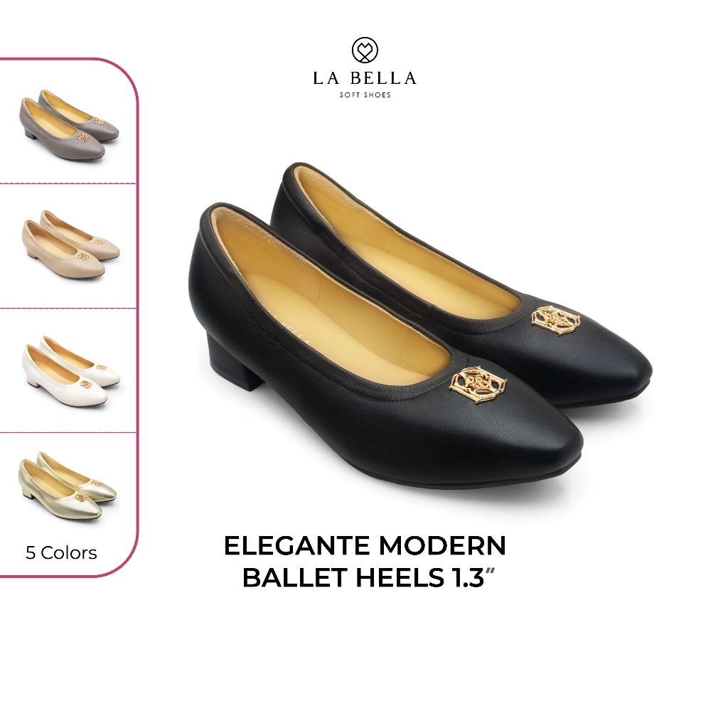 LA BELLA รองเท้าแตะหนังแกะ รุ่น ELEGANTE MODERN BALLET HEELS 5 สี
