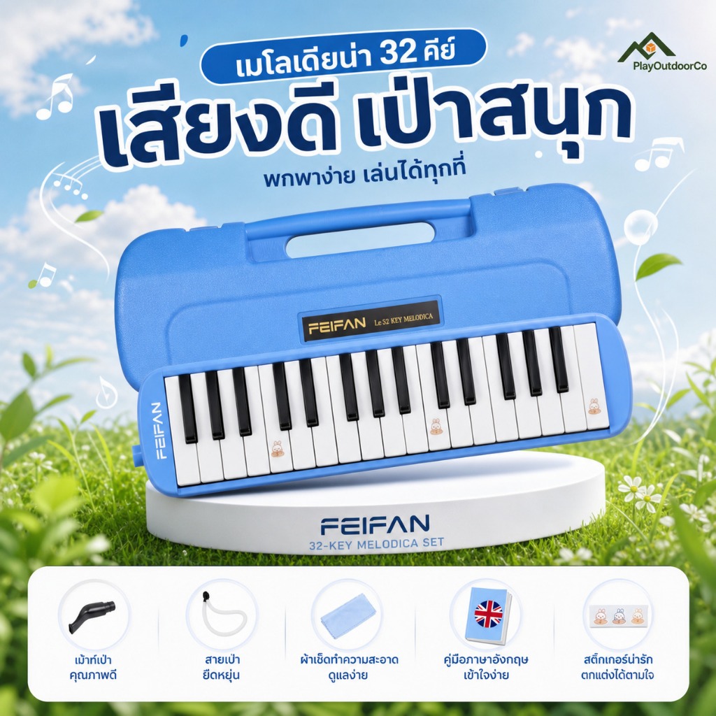 FEIFAN Melodian 32 คีย์ รุ่นสเปคโรงเรียน เหมาะนักเรียนเรียนดนตรี มาพร้อมอุปกรณ์ครบครันและกล่องแข็งปกป้อง [พร้อมส่ง]