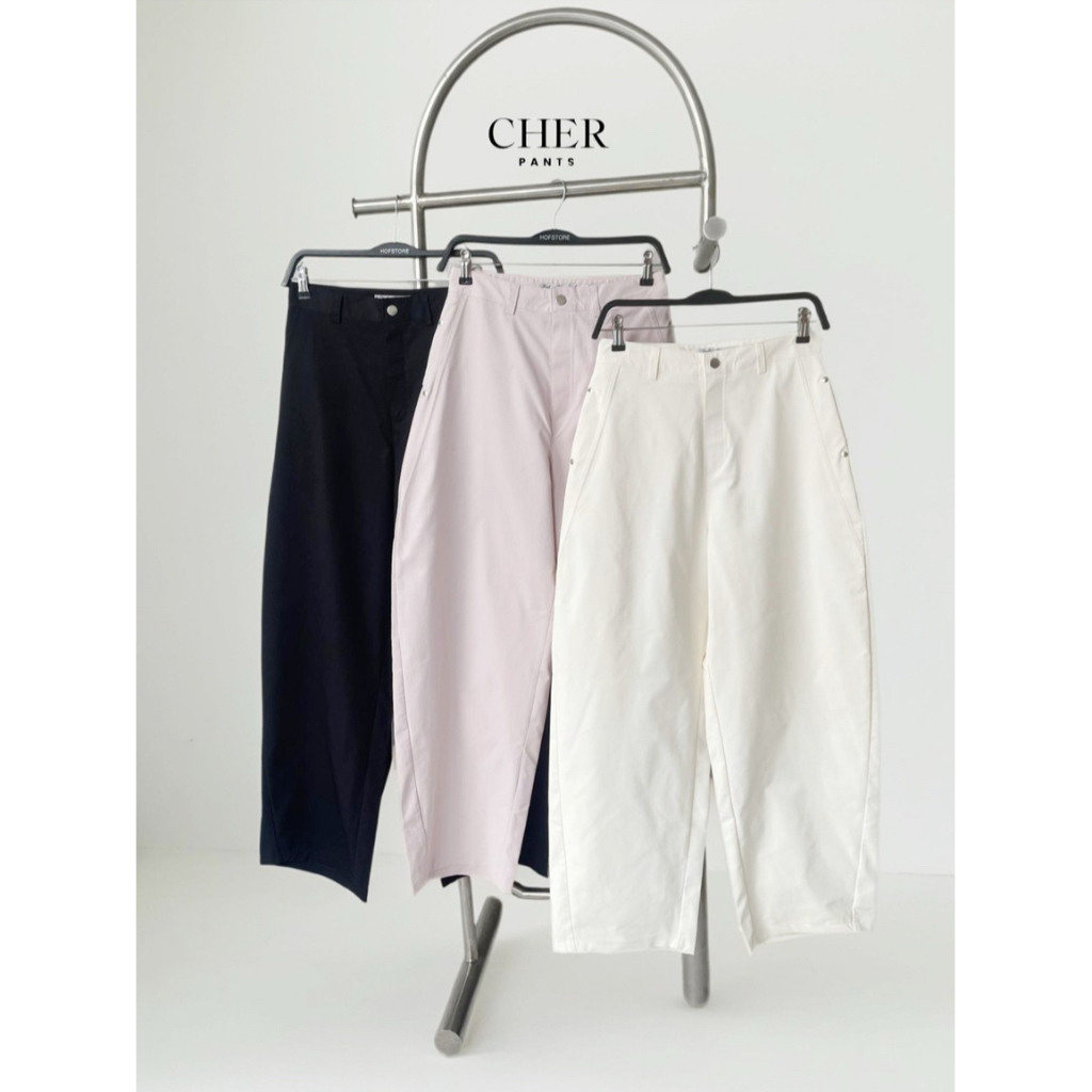 Cherpants #C027 ความยาว 42 นิ้ว กางเกงทรงบาเรล ทรงขาโค้ง เนื้อผ้าคอตตอนนุ่ม เอวสูง พรางหุ่น แฟชั่นสไตล์เกาหลี