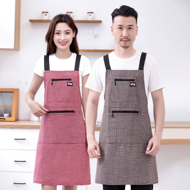 ผ้ากันเปื้อนUND กันเปื้อนแฟชั่นใหม่ สไตล์เกาหลี มีกระเป๋า4ช่องซิป2 วัสดุผ้าฝ้ายหนา ทนทานต่อน้ำมัน พร้อมส่งไวจากกรุงเทพฯ