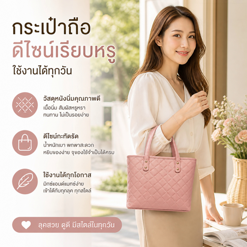 กระเป๋าถือแฟชั่นหนัง PU ขนาดใหญ่ จุของได้เยอะ เหมาะสำหรับผู้หญิง ใช้ช้อปปิ้งและเดินทาง