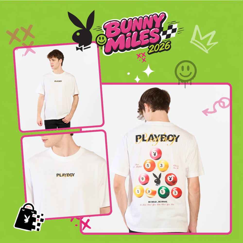 PLAYBOY 05PB เสื้อยืด   เสื้อผ้าผู้ชาย/เสื้อ/เสื้อยืดสีขาว รุ่น P1MT265TB029WH