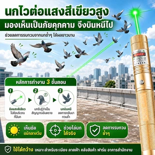 ชาร์จ1ครั้ง ใช้ได้365วัน เลเซอร์ไล่นกพิราบ เลเซอร์แรงสูง Laser pointer 303+ถ่านชาร์จ 6800mAh ใช้ไล่นกได้ ไล่นก ไล่แมว ไล