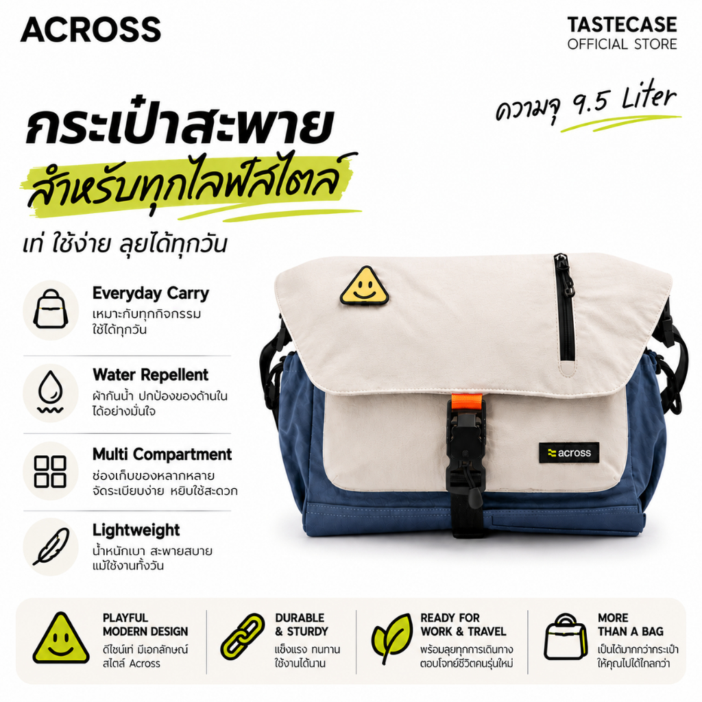 Across RR 3.0 Crossbody Bag กระเป๋ากันน้ำ กันกระแทก สำหรับ iPad หรือ Tablet อื่นๆ ขนาดไม่เกิน 11"
