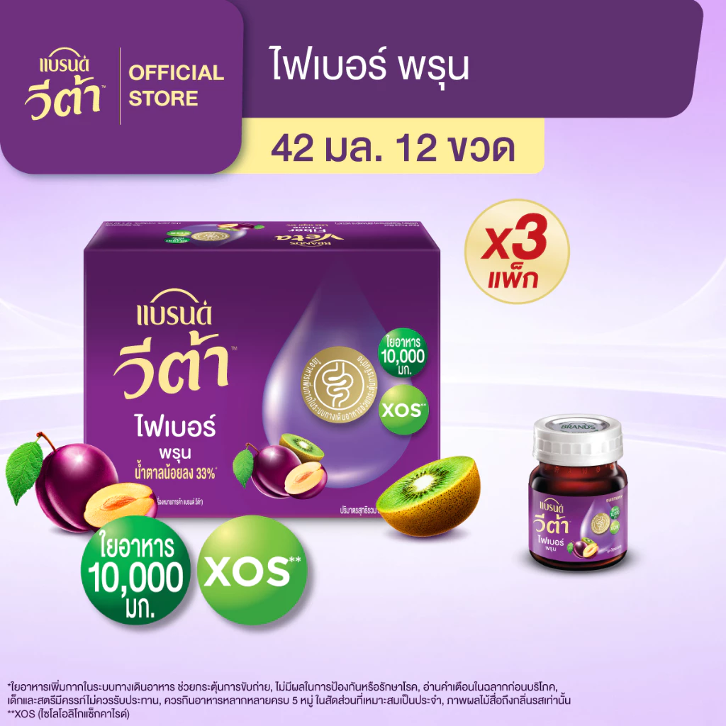 แบรนด์ วีต้า ไฟเบอร์ พรุน 42 มล. x 12 ขวด x 3 แพค
