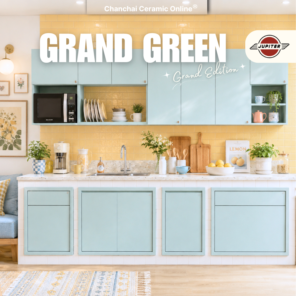 [ จัดส่งฟรี🔥] Jupiter Kitchen รุ่น Grand green บานซิงค์ ลิ้นชัก ตู้แขวน ชุดครัว กันน้ำ กันปลวก สำหรั