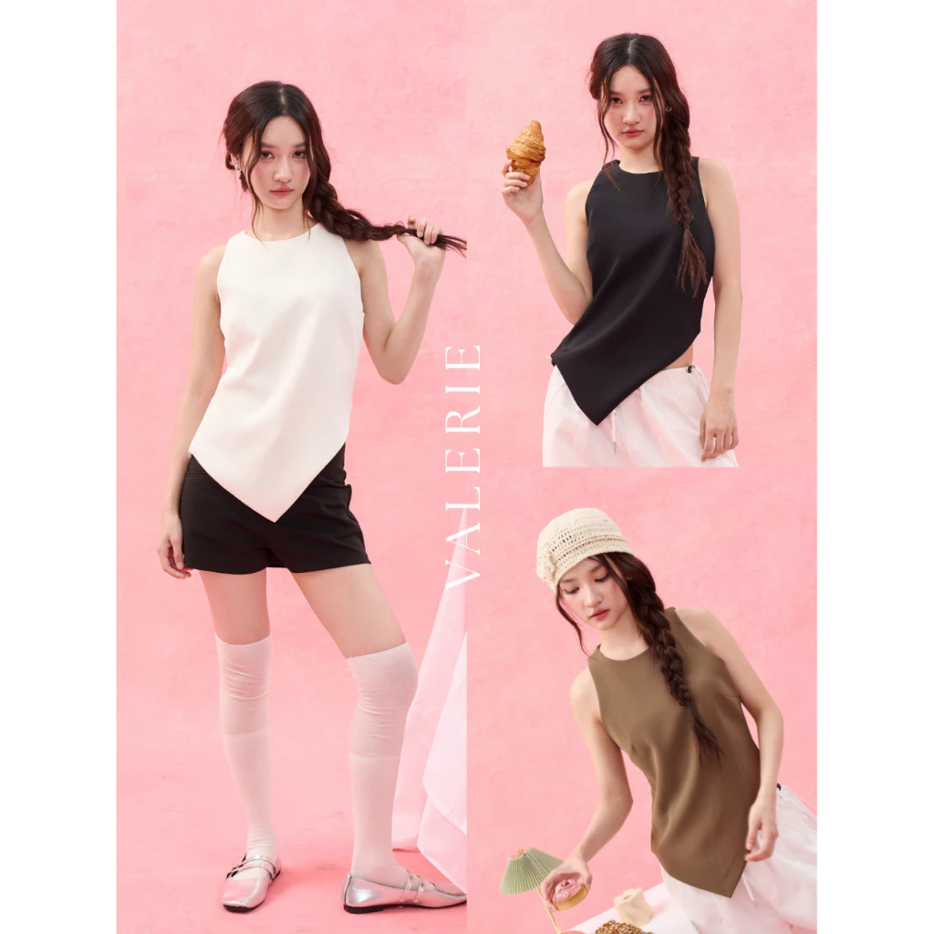 VALERIE TOP (เฉพาะเสื้อ) เสื้อคอกลมแขนกุดทรงยาวที่ใส่แล้วดูแพง ดีเทลแต่งเฉียงด้านข้างช่วยพรางหุ่น