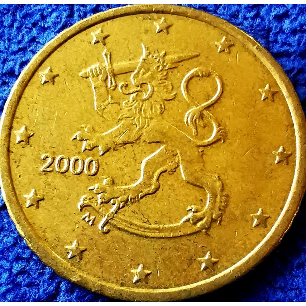 เหรียญ​ยูโร​ ฟินแลนด์ Finland, 50 Euro​Cent, ใช้แล้ว, #4271E