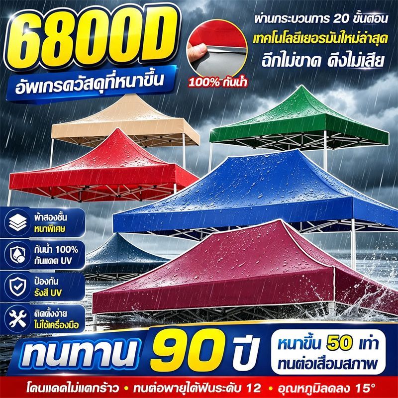 ทนทาน 99ปี ผ้า เต้นท์ เต็นท์ขายของ 2×2/3×3/3x6/3x4.5m กันน้ำ100% ผ้าใบเต็นท์ เต็นท์พับ(เฉพาะผ้าใบ)